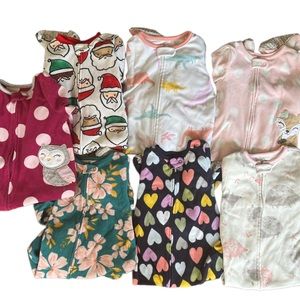 Carter’s Fleece Footed Pajamas Girls 18m Lot Of 7 Good Condition See Description